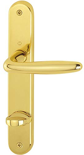 Hoppe Drückergarnitur ROISSY - auf Schild WC 90, rechts, Messing poliert