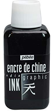 Pébéo - Inchiostro di China Graphic 250 ml - Inchiostro di China Nero Inchiostro Liquido al Servizio della Tua creatività - Inchiostro di China 250 ml