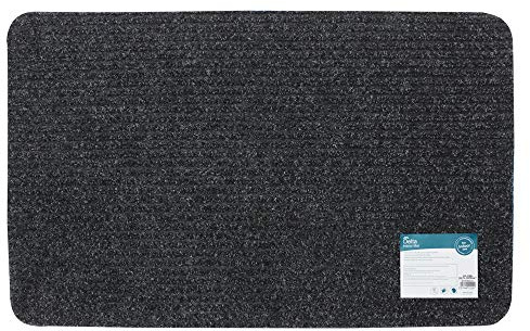 JVL Delta Ribbed Lightweight Indoor Entrance Door Mat, Charcoal
