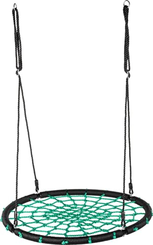 Outtec® Nestschaukel XXL - bis 150 kg - Schaukel, Kinderschaukel, Netzschaukel, Hängeschaukel, Tellerschaukel - Garten, Terrasse, Balkon, Veranda (Grün)