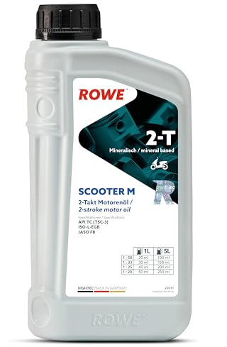 ROWE HIGHTEC 2-T Scooter M, 1 Liter - 2-Takt-Motorenöl auf Mineralölbasis für Luft- und wassergekühlte Motoren, Art. Nr. 20031