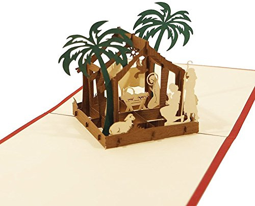 3D KARTE Krippe I Pop-Up Karte als Gutschein oder Gruß zu Weihnachten I Klappkarte als Weihnachtskarte