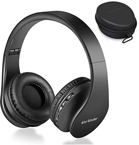 WorWoder Bluetooth Headphones Over-Ear, Foldable Wireless and Wired Stereo Headset Micro SD/TF, FM for Cell Phone, PC, Soft Earmuffs & Light Weight for Prolonged Wearing Travel Office Home