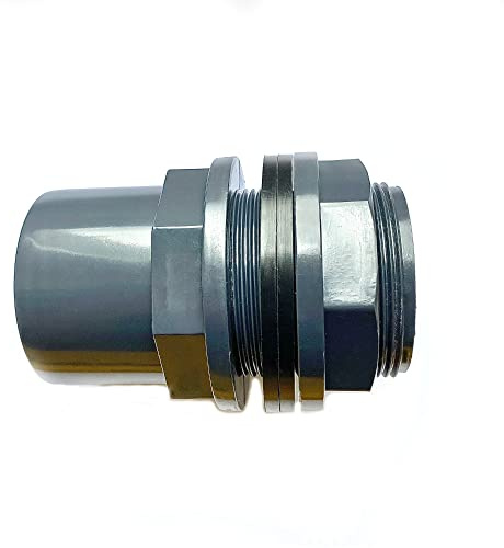Adrenalin-Fishing PVC-U Tankdurchführung DN40 Tankverschraubung Klemmverschraubung 40mm mit 2 X Klebemuffen inkl. 2 X Dichtung & Kontermutter