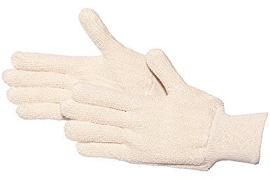 Jah Baumwoll‑Frottee‑Handschuhe – wärmend & saugfähig für Lager & Versand
