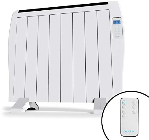 Cecotec Radiador Eléctrico Bajo Consumo Ready Warm 1800 Thermal 8 Elementos, 1200W, De pared o pie, 3 Modos, Temporizador, Mando a Distancia, Pantalla LED, Blanco