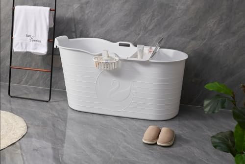 Schwänlein® Vasca da bagno mobile per adulti XL ideale per il bagno piccolo 123 x 53 x 63 cm Elegante e atmosfera (bianco)