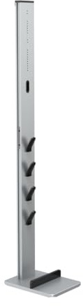 Xavax Base Organiser for Battery-powered Vacuum Cleaners, 29.5 x 22 x 128 cm, si, Black/Silver | Space for two floor nozzles, aluminium design, cable guide hole, silicone pad to prevent scratching the floor