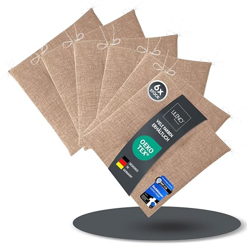 LILENO HOME 6er Set Stuhlkissen Hellbraun (40x40x4,5 cm) - Sitzkissen für Gartenstuhl, Küche oder Esszimmerstuhl - Bequeme UV-beständige Indoor u. Outdoor Stuhlauflage als Stuhl Kissen