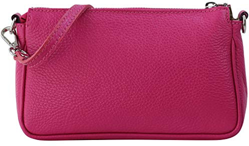 SH Leder Echtleder Schultertasche Umhängetasche Handtaschen Clutch kleine Tasche Abendtasche 23x13cm Jennie G323 (Pink)