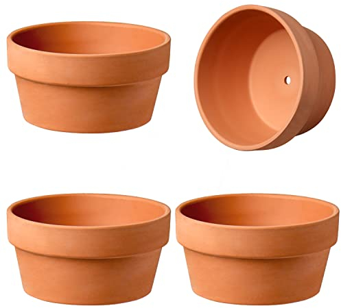 Briful 4 Stück Blumentöpfe Terrakotta Topf 14 x 7.1 cm Tontöpfe mit Abflussloch Sukkulenten Töpfe Kräutertopf ideal für Pflanzen Basteln Hochzeitsgeschenk