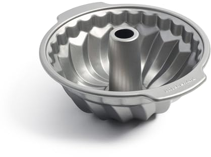 KitchenAid Bakeware Aluminisiertem Stahl PFAS-frei Antihaftbeschichtung Backform Tulband-Kuchen-Bundt-Form, 24cm, Backofenfest Bis 230°C, Spülmaschinenfest, Grau
