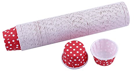 100 Stück Mini Muffin Förmchen Papier Rot, Cupcake Liner Backbecher für Geburtstag Party Hochzeit, Backzubehör für Cupcakes & Muffins, Runde Backformen aus Stabilem Papier