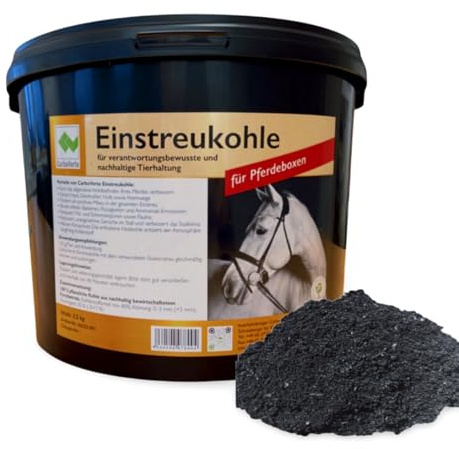 CarboVerte Einstreukohle für Pfedeboxen zur verbesserten Stallhygiene, 3,5 kg, Einstreuzusatz, mit allen Einstreuarten mischbar