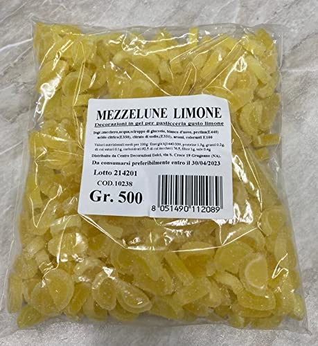 Mezzelune al Limone, spicchi di Limone o limoncini in zucchero gr. 500 per pasticceria Centro Decorazioni Dolci