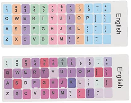 2 adesivi per tastiera inglese,plplaaoo Adesivi per tastiera, adesivi colorati per computer portatili, antipolvere, impermeabili, per computer portatili, ecc