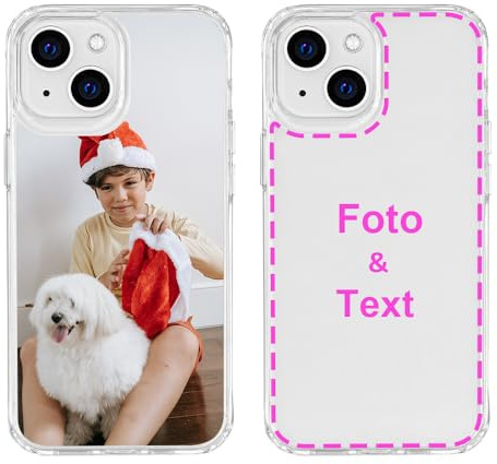 MXCUSTOM Personalisierte Handyhülle für Apple iPhone 14, Benutzerdefiniert Hülle mit Eigenem Foto Bild Text Schutzhülle [Weicher Polsterstoßfänger + Harter Rückseite] (HIC-CR-P1)