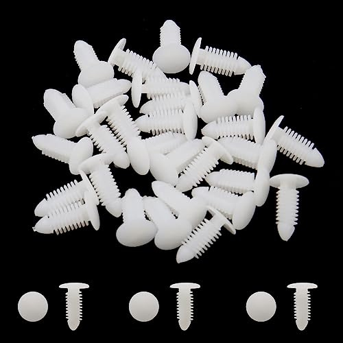 30 rivetti in plastica bianca per paraspruzzi di fissaggio a pressione, 7,5 x 6,5 mm