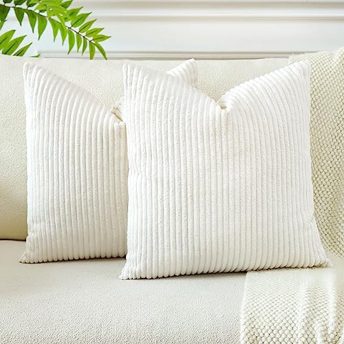 JOTOM 2er Set Cord Kissenbezüge Kissenhülle Dekorative Zierkissen Sofakissen Couchkissen Dekokissen Kissenbezug Deko Kissenhülle für Sofa Wohnzimmer 50x50cm Beige