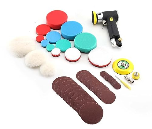 YILIKISS Mini Poliermaschine, Auto Poliermaschine Exzenterpolierer Variabler Geschwindigkeit Polierschwamm Seitengriff zum Polieren für Boot Auto Motorrad