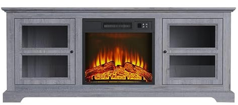 Sideboard mit elektrischem Kamin grau 2000W CHE-900 Purline