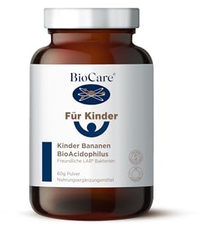 BioCare Kinder BioAcidophilus, 60g Pulver, Banane | 2 Milliarden LAB4 Bakterien pro Tagesdosis, Geeignet für Vegetarier, Veganer & Kinder ab 6 Monaten