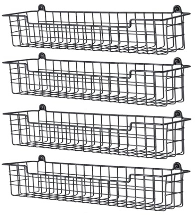 GUUKAR Spice Rack Organizer Wall Mount, Spice Organization Storage Shelf for Cabinet Door, 4 Packs Wall Spice Rack Saving Space for Kitchen, Black