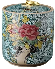 XYUERU Blumen-Retro-Teedose aus bunter Keramik, versiegelter Teetank | Aufbewahrungstank for Küchengewürze