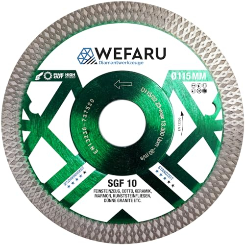 WEFARU Profi Diamanttrennscheibe 115mm x 22,23 SGF für Fliesen, Feinsteinzeug, Keramik Diamant Fliesenscheibe extra dünn