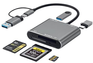Upraged USB Typ C XQD SD Kartenleser, 5 in 1 Multi Speicherkartenleser, High-Speed USB Hub, kompatibel mit Sony G/M Serie, Mark, SDHC, SDXC TF microSD XC Stick für Windows, Mac OS, Chrome OS & Linux