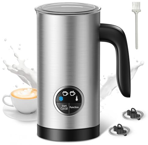 PARIS RHÔNE Milchaufschäumer, 4 in 1 Milchaufschäumer Elektrisch mit Griff, 300ml Milchaufschäumer Induktion für Heißer und Kalter Milchschaum, Warme Milch, Kaffee Latte, Macchiato, Cappuccino
