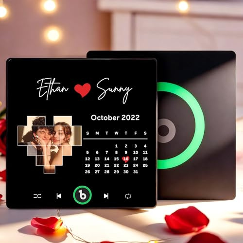 Personalisierter Spotify Fotomagnet Personalisierte Album Musik Kühlschrankmagnet Selbst Gestalten können Lieder Spielen Dekoration Geschenk für Paare Weihnachten Valentinstag (Stil C)