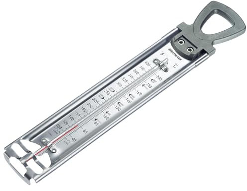 Westmark Thermomètre à Sucre, 1 Pièce – Aide aux Confitures et aux Fruits – Cadre en Acier Inoxydable avec Pince Ajustable, Tube en Verre Robuste – Inox Coloris Argent