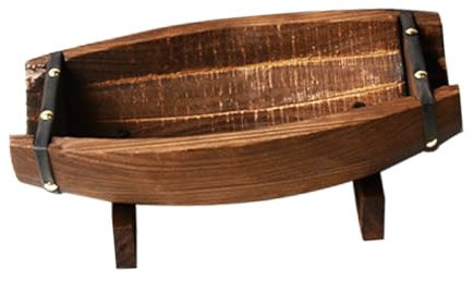 Sosoport Vielseitiger Pflanztopf Aus Holz Dekorativer Topf Mit Sockel Im Kanu-Stil Für Dekoratives Tablett 36 8 X 23 4 cm