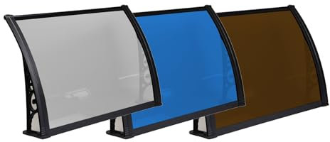 Rovss Auvents de Porte et de Fenêtre Protection Contre La Pluie Marquise pour Porte d'entrée pour Garage Terrasse Fenêtres 60x60x15cm 60x300x15cm Toit Abri en Polycarbonate(Blanc,60x100x15cm)