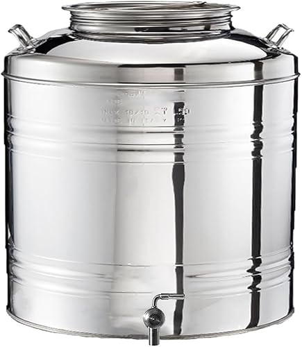 Generico Fusto Contenitore in Acciaio 18/10 da 30 Litri GIARA aggraffato 30 Litri Acciaio Inox Contenitore bidone per Olio Alimentare Sansone