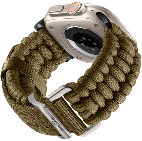 Bandletic kompatibel med Apple Watch Ultra 2-armband – paracord-nylonarmband för iWatch Series Ultra SE 10-9-8-7-6-5-4, 42mm för män och kvinnor