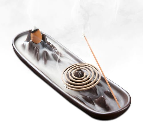 Mulaibdin Quemador de Incienso Ceramica, Porta Incienso Varilla, Quemador Incienso Cono, 3 in 1 Soporte Incienso Buda, Incensario Retro para Meditación,Yoga,Oficina,Regalos, Decoración Hogar