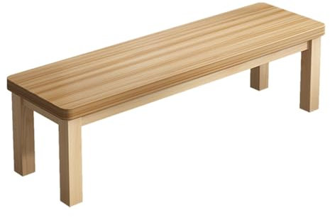 Mid Century Massivholz Essbank für Schlafzimmer und Wohnzimmer, Eingangsbereich, Schuhregal, Bank mit Stauraum, Bettbank für Flur, Gelb, 80 cm
