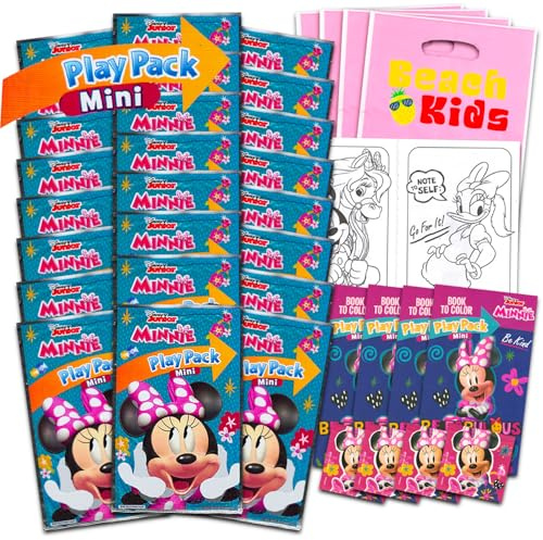 Minnie Mouse Geburtstagsparty-Set, Set mit 24 Minnie-Spielpackungen, Mini-Malbüchern, Aufklebern und mehr für Geschenktüten, Minnie Mouse Partyzubehör