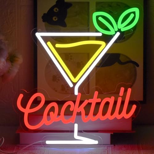 UExnkj-Y Cocktail Neon Schild Bar Leuchtreklame Led Neon Bar Sign Cocktail Neon Sign, USB Dimmable Bar Neonlicht für Pub, Club, Shop, Restaurant, Hochzeit, Cocktails Party