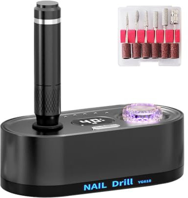 Torno para Uñas, Torno para Uñas Profesional 40000 rpm, Velocidad Ajustable Pulidor Uñas, Potente Kit de Manicura y Pedicura Eléctrico para Salón DIY Principiantes Mujeres Niñas