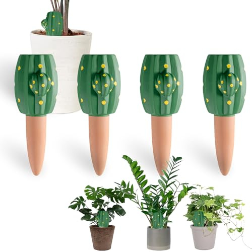 MKNZOME Bewässerungssystem, 4 Stück Tonkegel Bewässerung Zimmerpflanzen Selbstbewässerung Wasserspender Pflanzen Ton Bewässerungskugeln Pflanzen Bewässerung Urlaub für Garten Balkon Pflanze Blumen