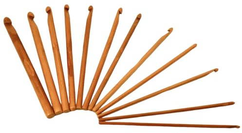 FortuneGlobe Set di uncinetti con manico in legno, 12 ferri da maglia