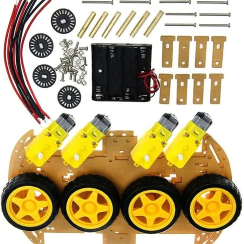 NMJHEVX Smart Car Chassi-kit, 4WD robot bilchassisats med varvräknare kodare, med hastighetkodare för Arduino, lätt att expandera, bilen levereras med en varvräknare kodare