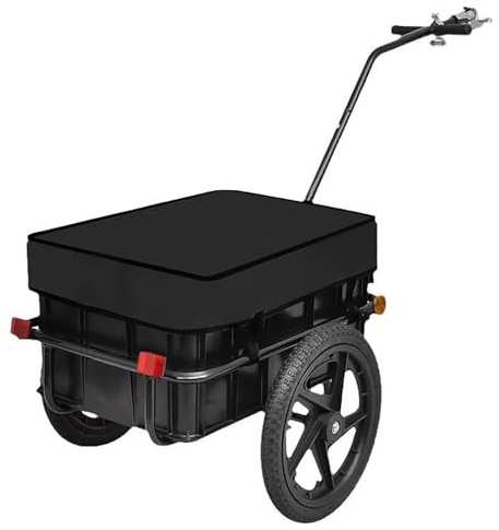 Bicycle Trailer Cargo, 50kg Capacity Luggage Storage Box with Tow Bar, Waterproof Cover, Sturdy Pneumatic Tires & 8 Reflectors