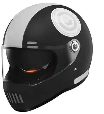 ZLHYQA Casque de Moto intégral de Course pour Hommes et Femmes Adultes, visières antibuée rabattables, Doublure Confortable, Casque de Moto rétro pour cyclomoteur, Scooter, Cruiser, certi