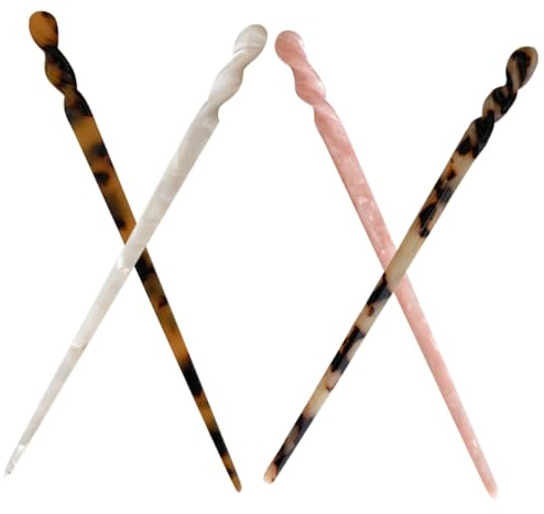 Spilla per Chioma Vintage Tipo Bacchetta, 4 Pezzi in Acetato | Chignon e Acconciature Fai da Te, Tocco Confortevole, Feste e Anniversari