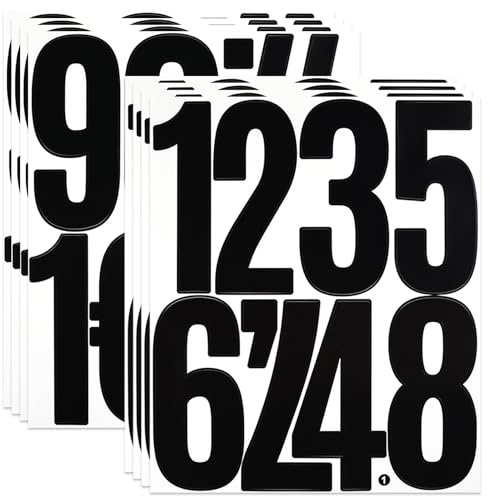 BINLINHONGO 84 Pcs Large Number & Symbol Stickers, 8 Sheets 5 Inch Self-Adhesive Vinyl Number Decals for Mailbox, Doors, Bulletin Boards, Home & Classroom, Suitable for Indoor and Outdoor - Black