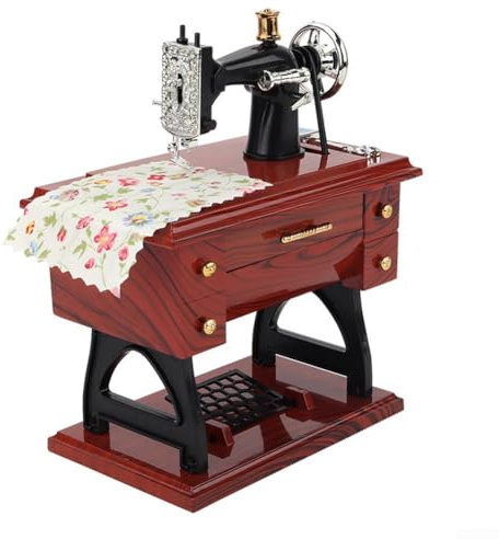 Klassische Spieluhr mit charmanter Vintage-Nähmaschine für Heimakzente (klein)